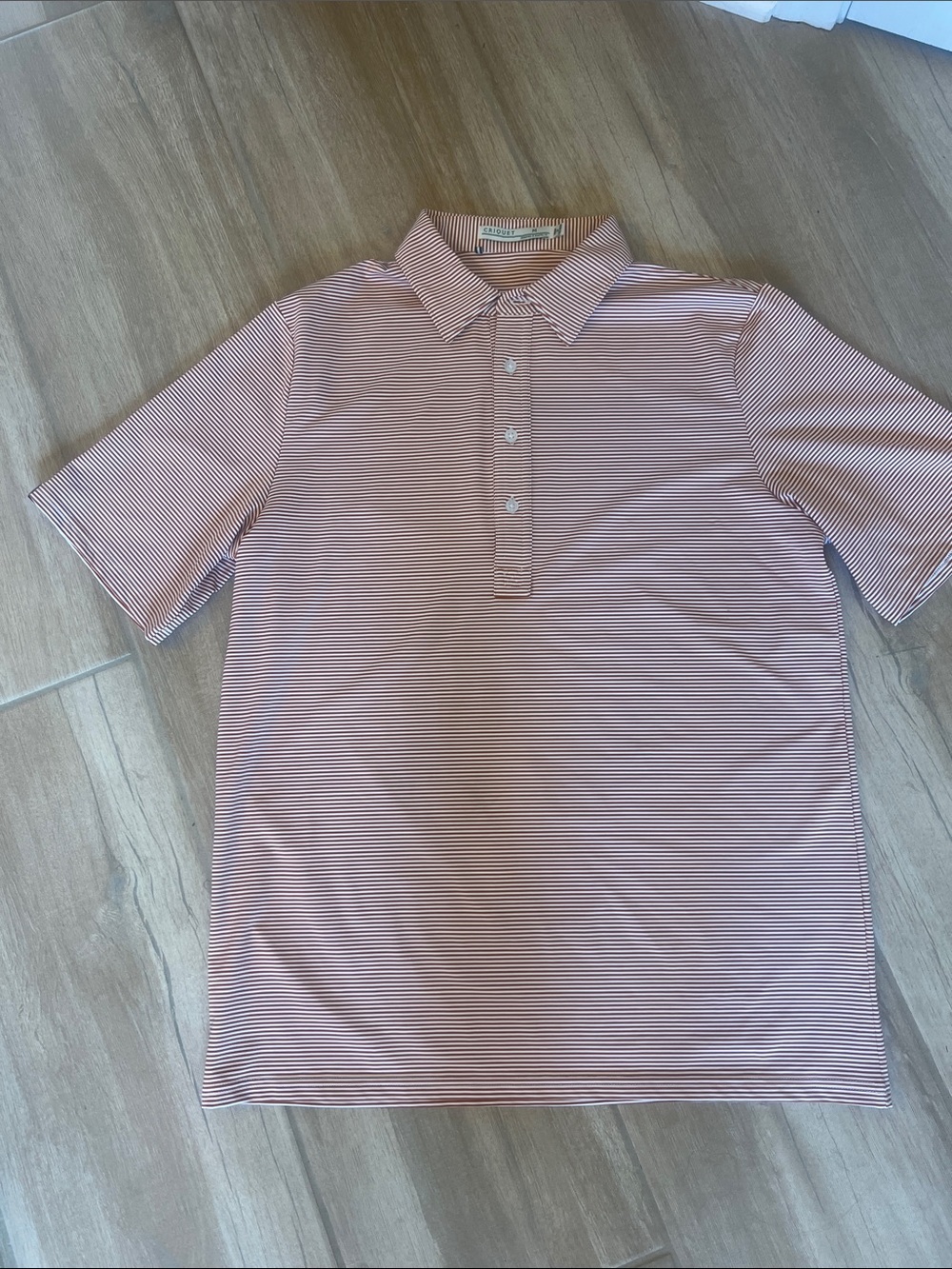 Criquet Men's Striped Polo Shirt in Light brown Medium